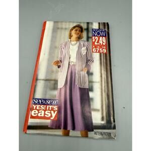 See & Sew 6759 Easy Jacket Dress Pattern Size 6-14 Partially Cut